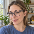Odette smoke gray acetate eyeglasses, lifestyle wearing photo