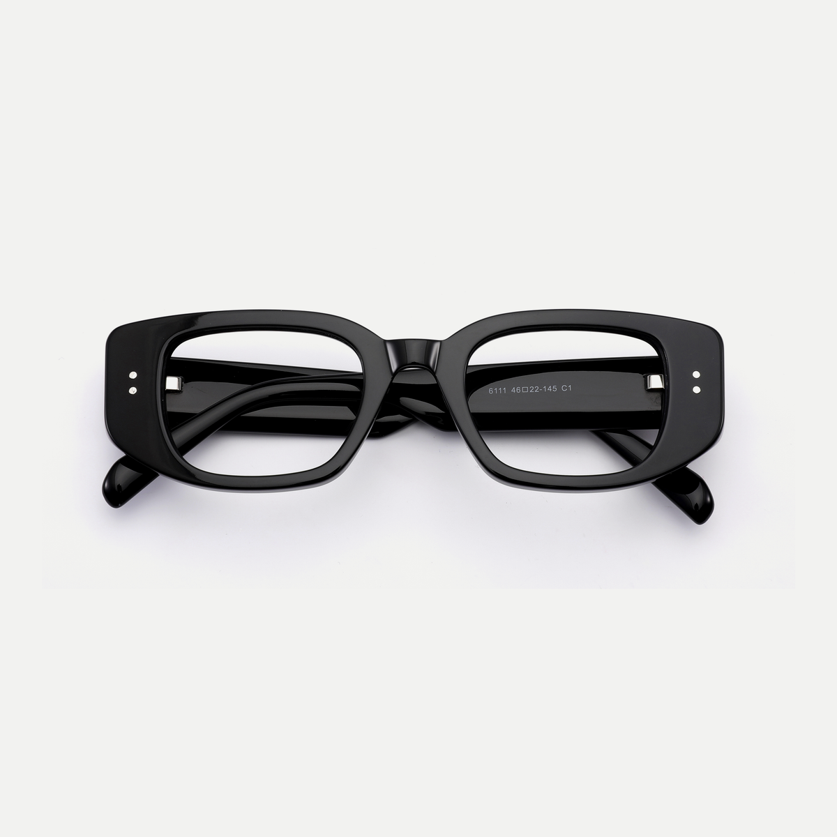 Maeve black acetate eyeglasses, inner temple detail