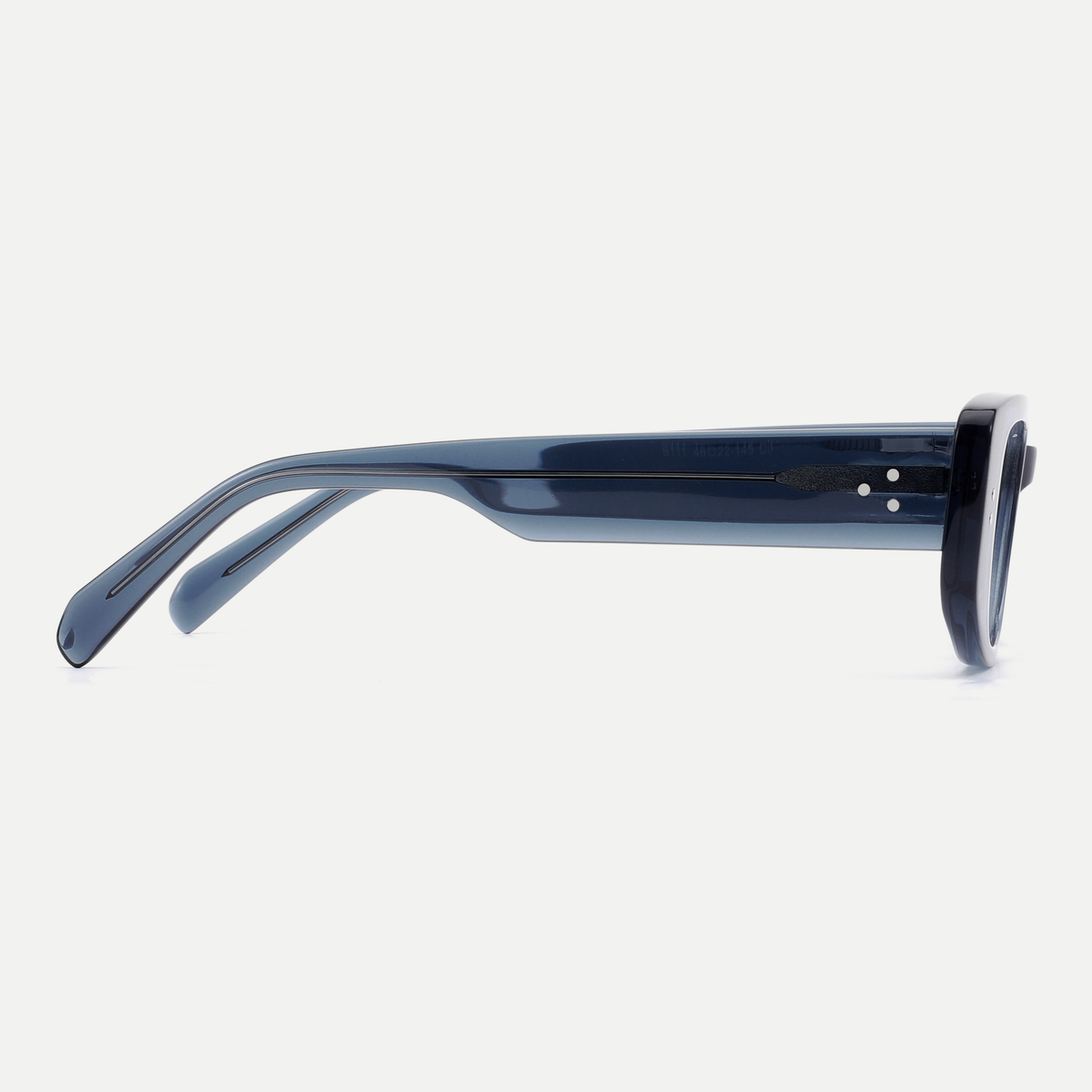 Maeve slate blue acetate eyeglasses, side detail