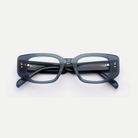 Maeve slate blue acetate eyeglasses, inner temple detail