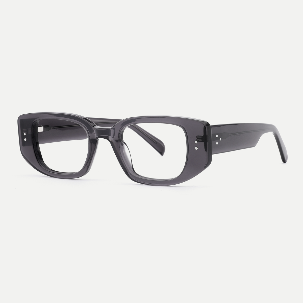 Maeve smoke gray acetate eyeglasses, angled view