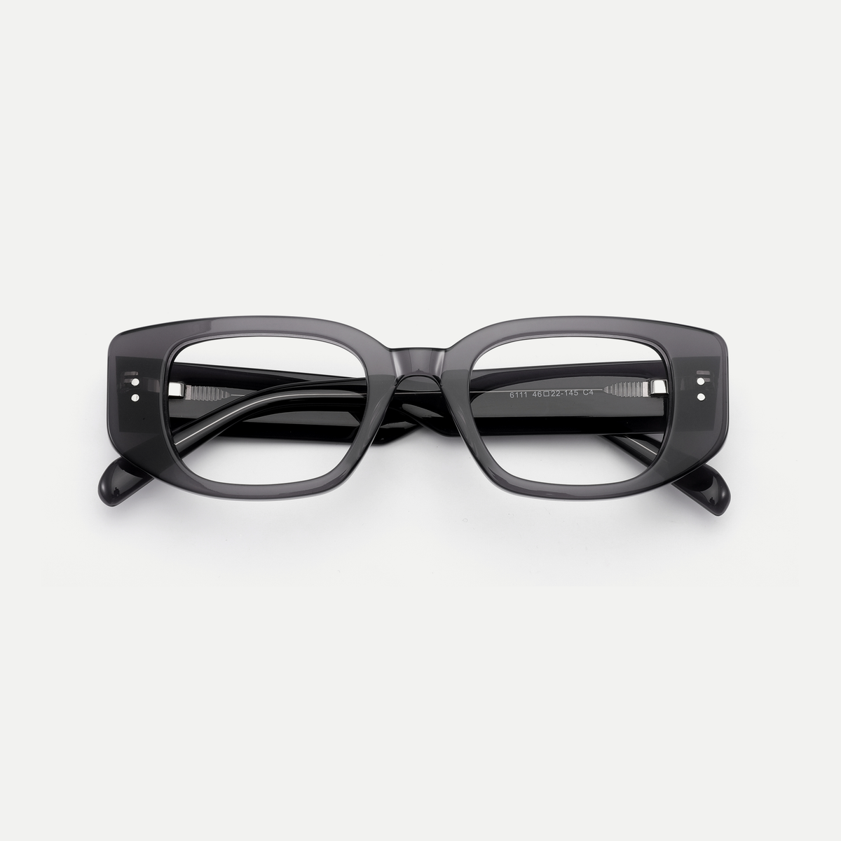 Maeve smoke gray acetate eyeglasses, inner temple detail