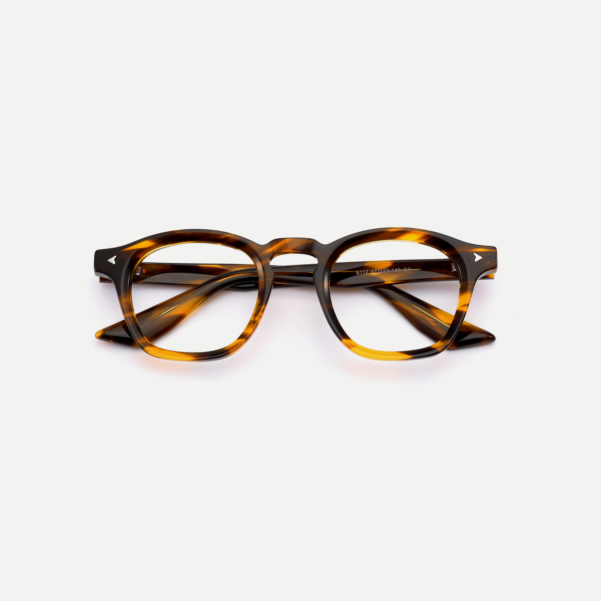 Sylvie amber tortoise acetate eyeglasses, inner temple detail