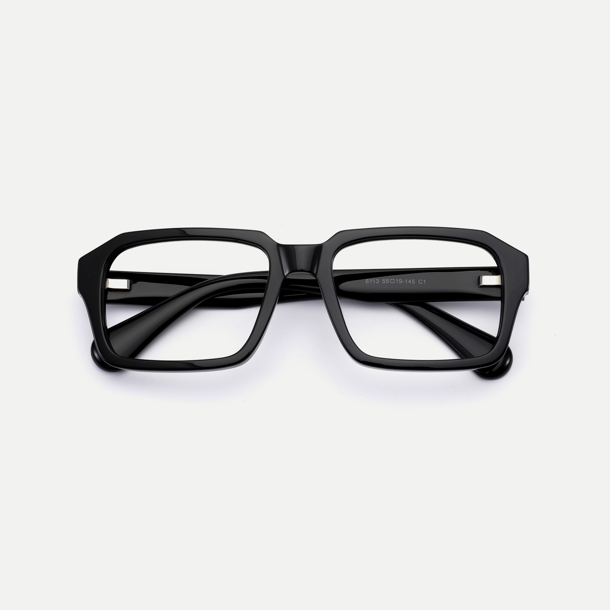 Ines black acetate eyeglasses, inner temple detail