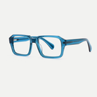 Ines crystal blue acetate eyeglasses, angled view
