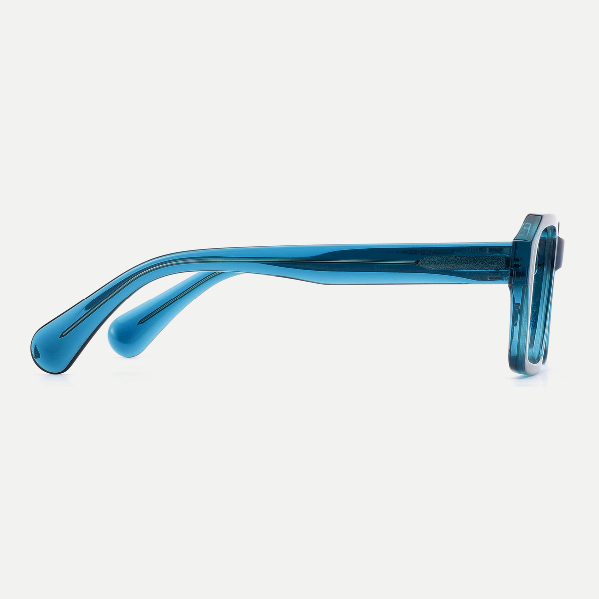 Ines crystal blue acetate eyeglasses, side detail