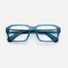 Ines crystal blue acetate eyeglasses, inner temple detail