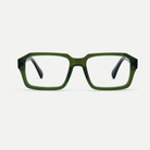 Ines olive green acetate eyeglasses, front view