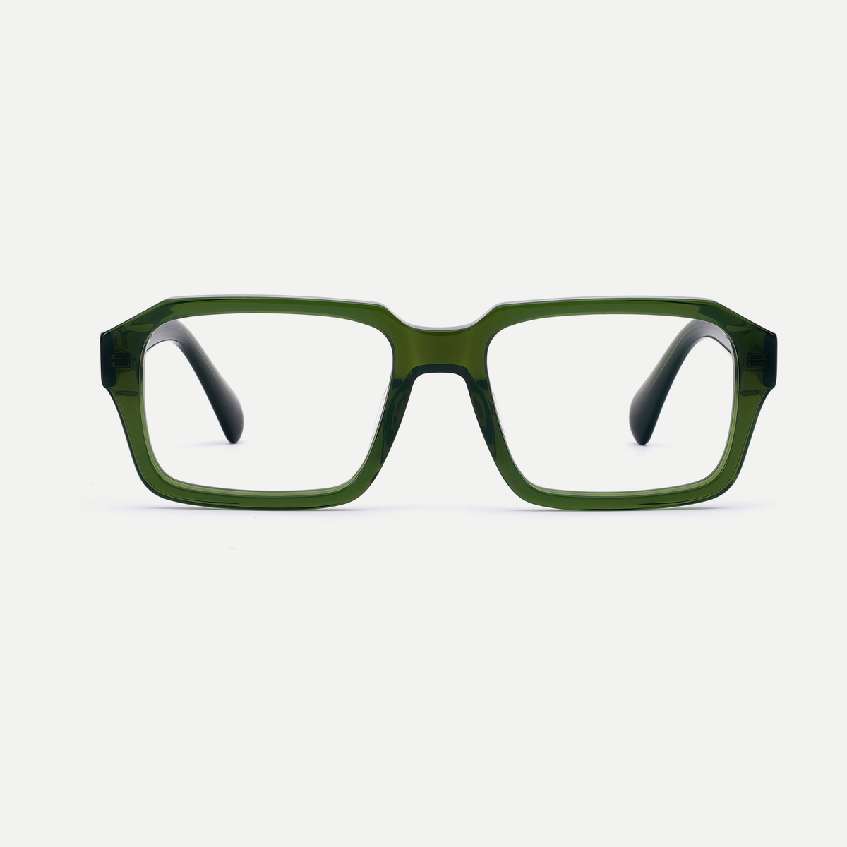 Ines olive green acetate eyeglasses, front view