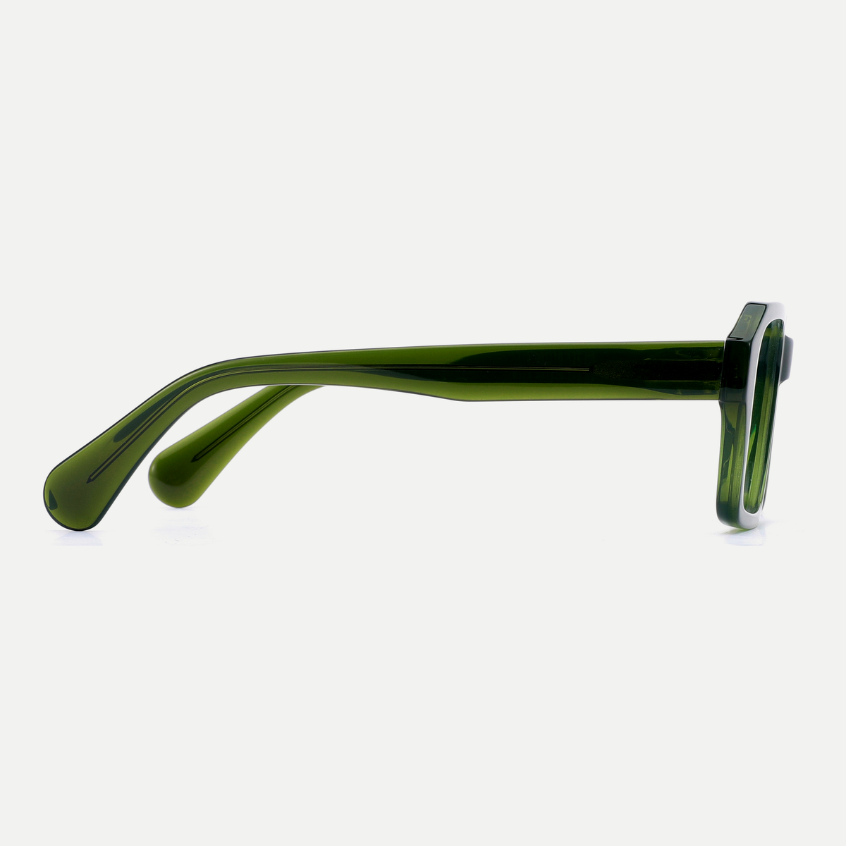 Ines olive green acetate eyeglasses, side detail