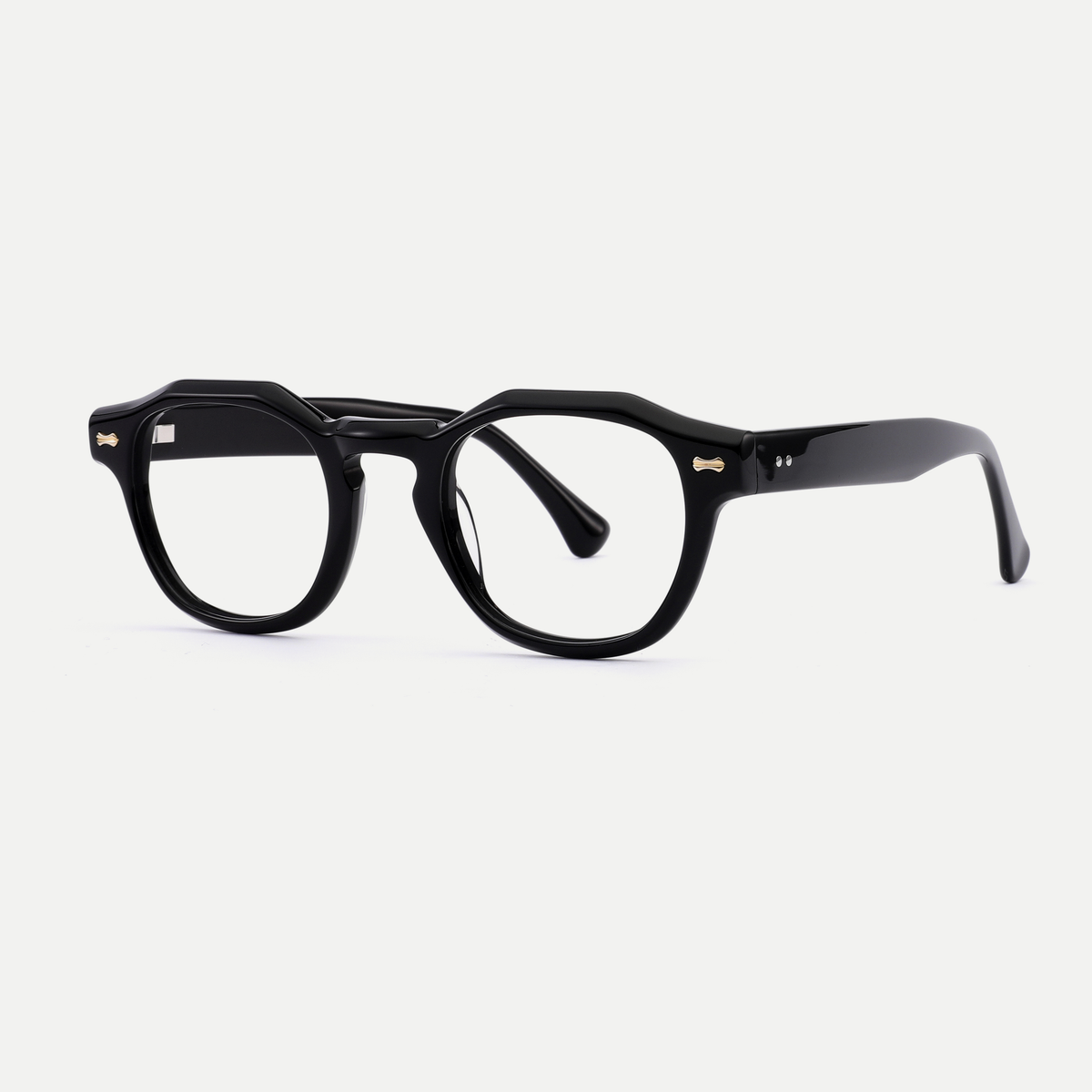 Alma black acetate eyeglasses, angled view