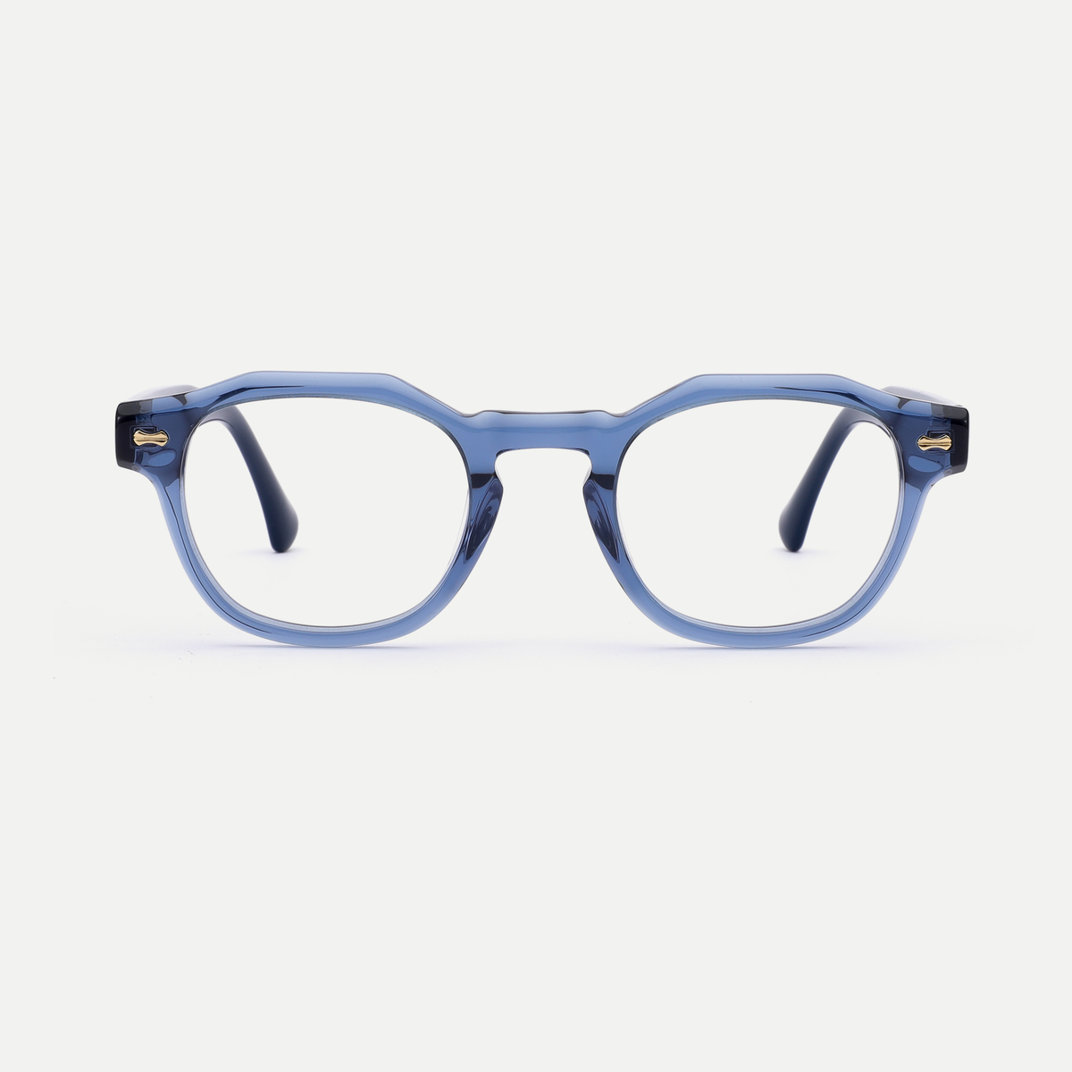 Alma crystal blue acetate eyeglasses, front view