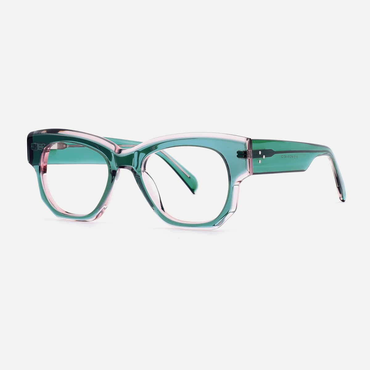Giselle crystal mint / pink acetate eyeglasses, angled view