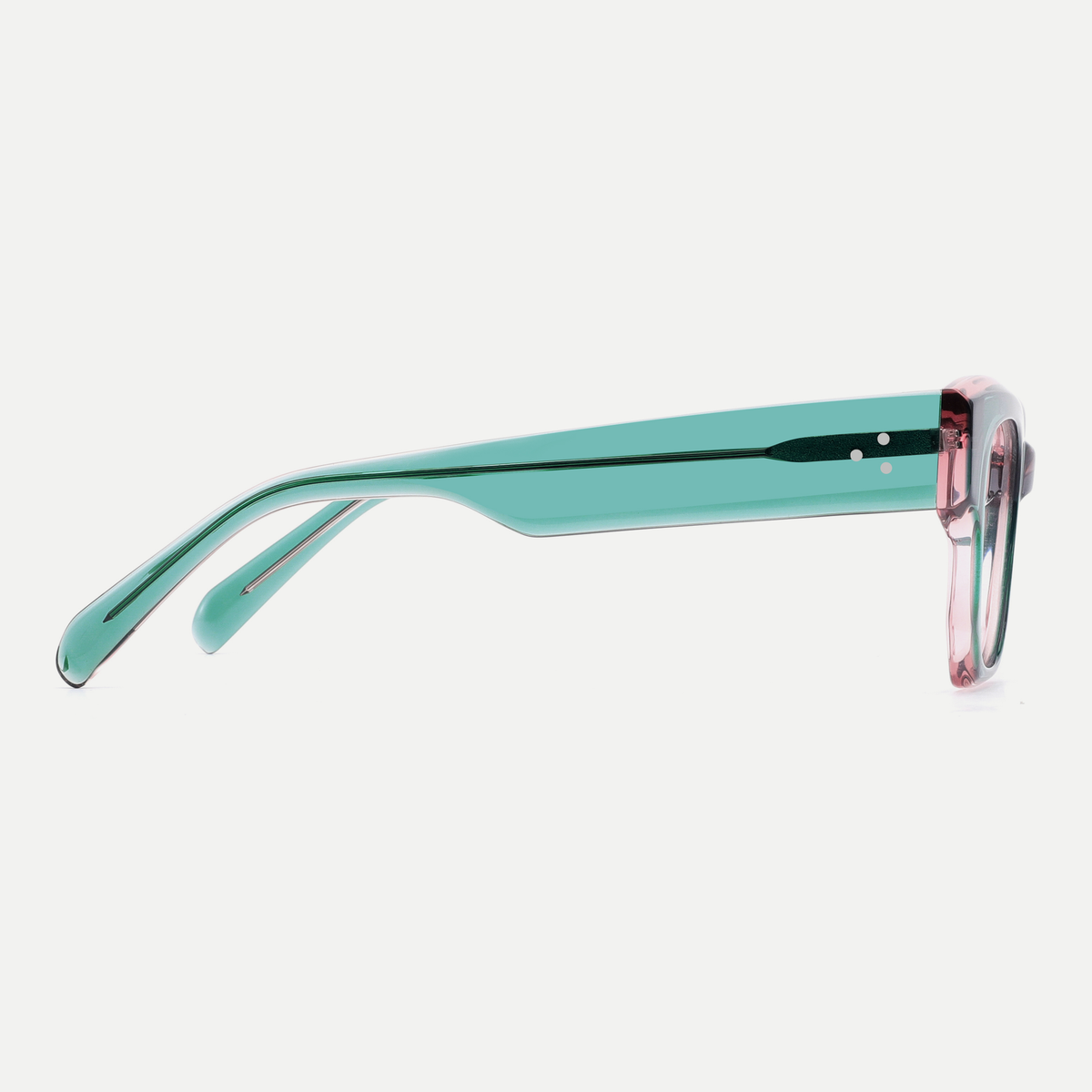 Giselle crystal mint / pink acetate eyeglasses, side detail