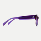Giselle purple acetate eyeglasses, side detail