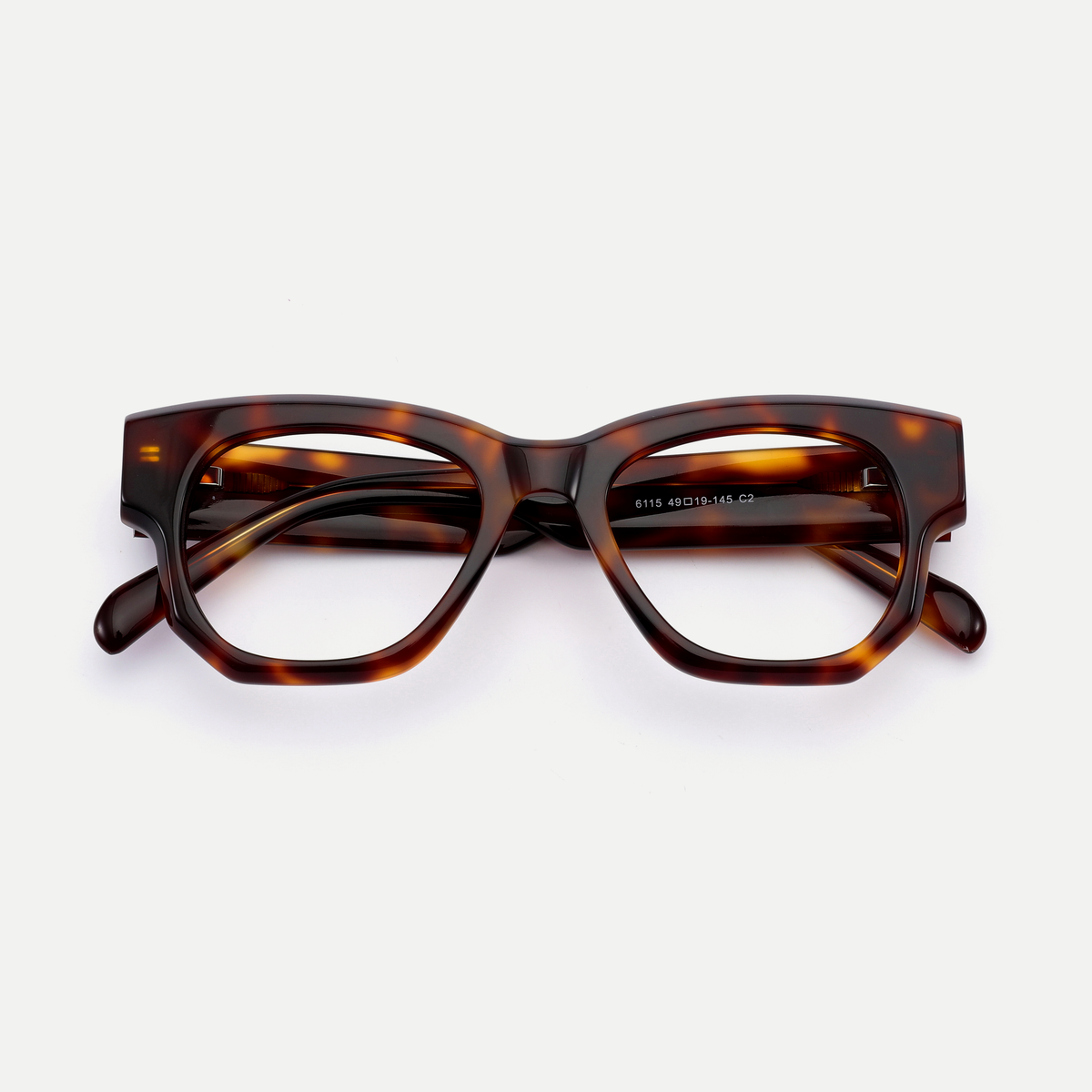 Giselle tortoise acetate eyeglasses, inner temple detail