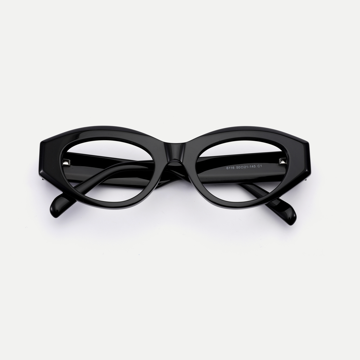 Lola black acetate eyeglasses, inner temple detail