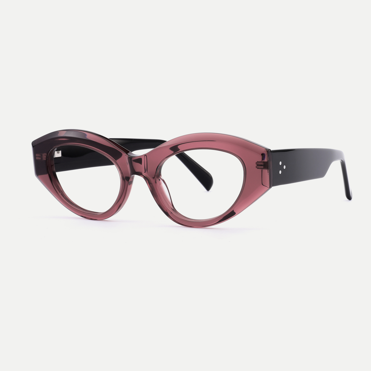 Lola crystal mauve acetate eyeglasses, angled view