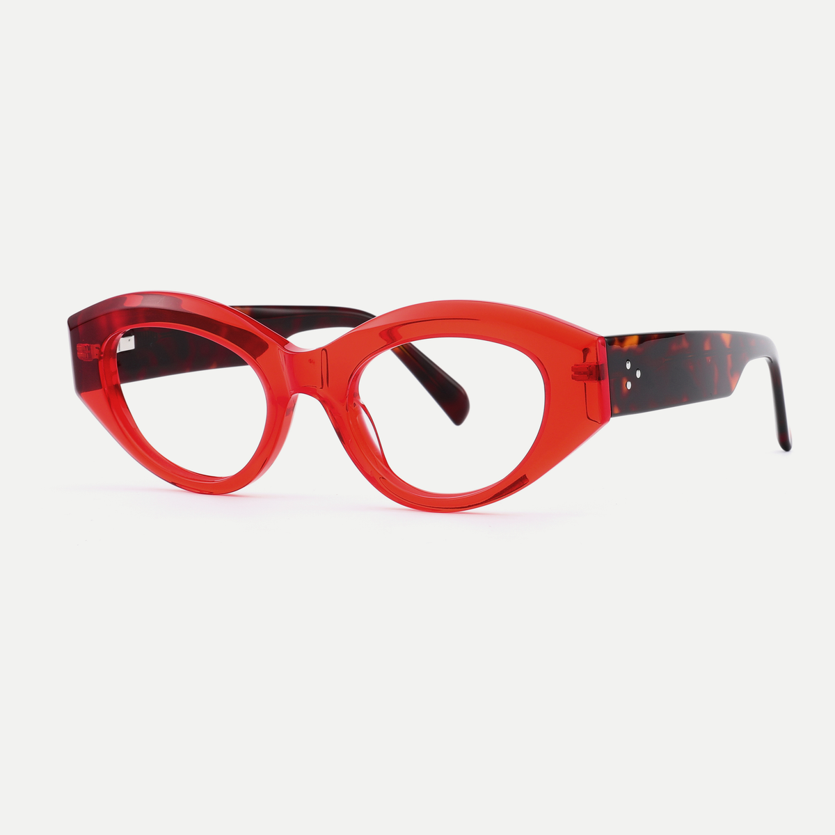 Lola red acetate eyeglasses, angled view