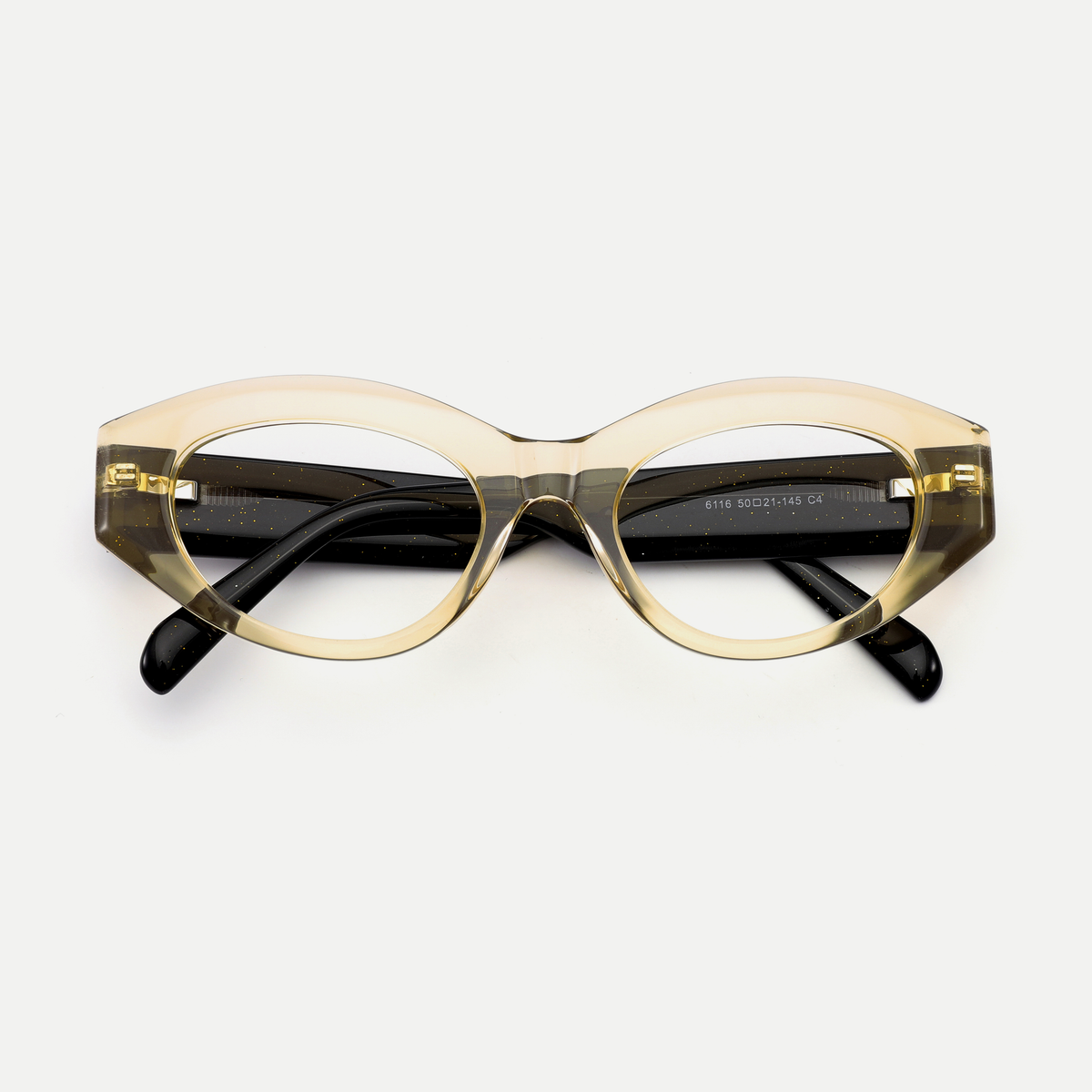 Lola crystal champagne acetate eyeglasses, inner temple detail