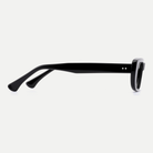Mabel black acetate eyeglasses, side detail