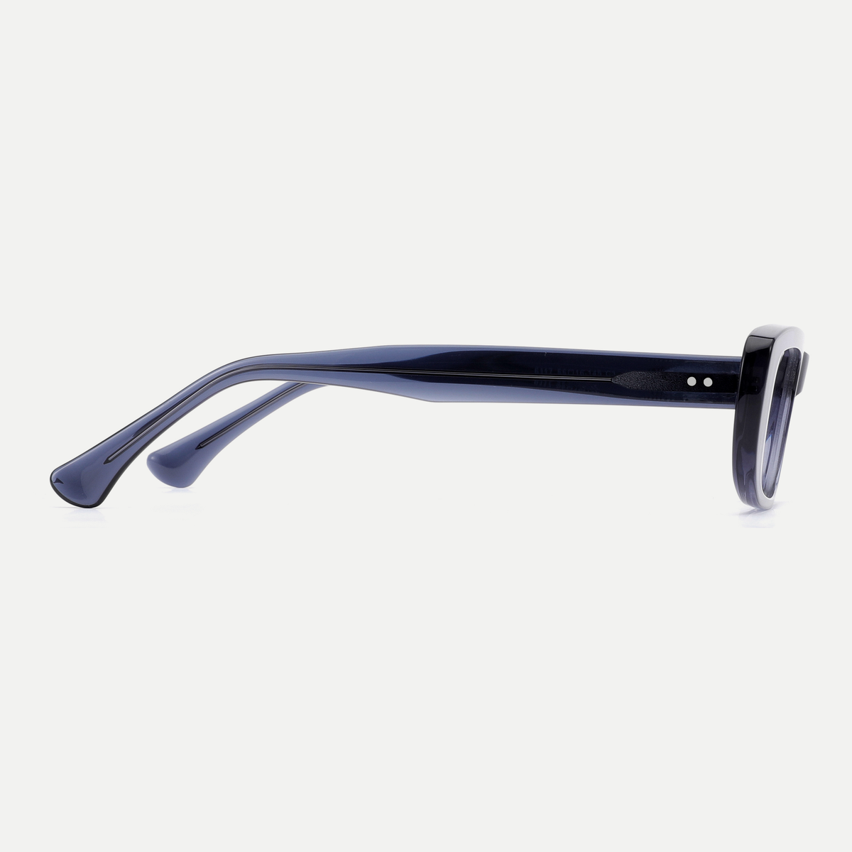 Mabel smoke blue acetate eyeglasses, side detail