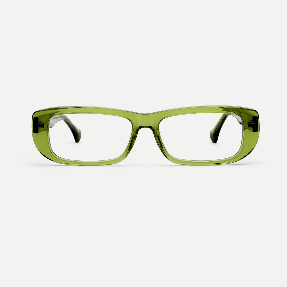 Mabel olive green acetate eyeglasses, front view