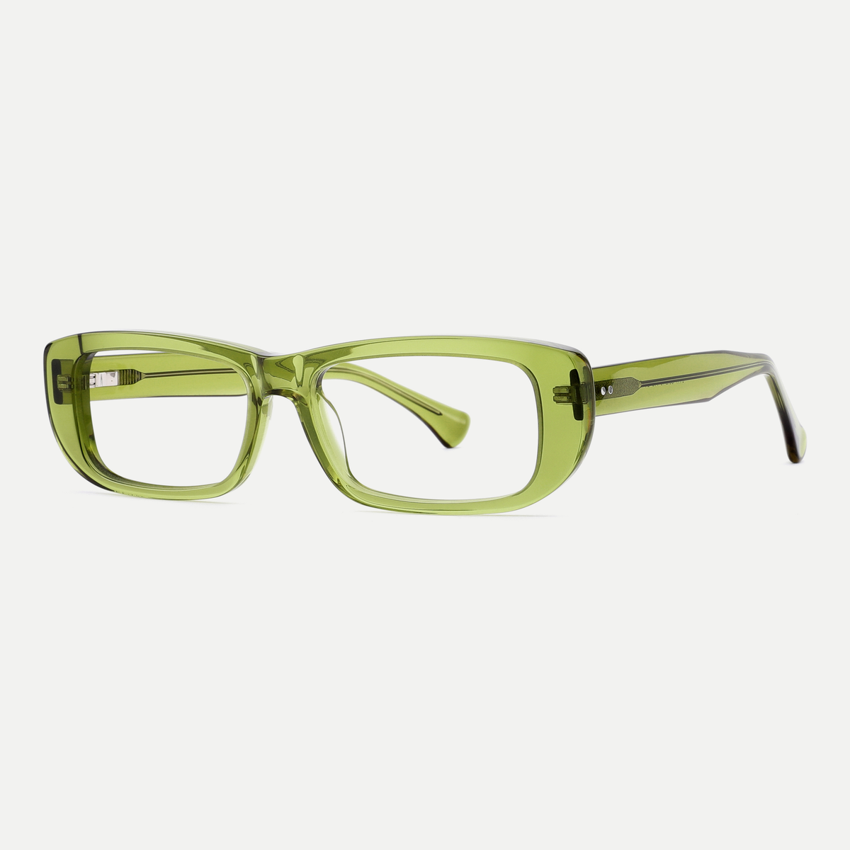 Mabel olive green acetate eyeglasses, angled view