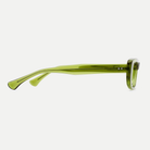 Mabel olive green acetate eyeglasses, side detail