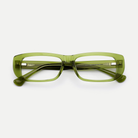 Mabel olive green acetate eyeglasses, inner temple detail