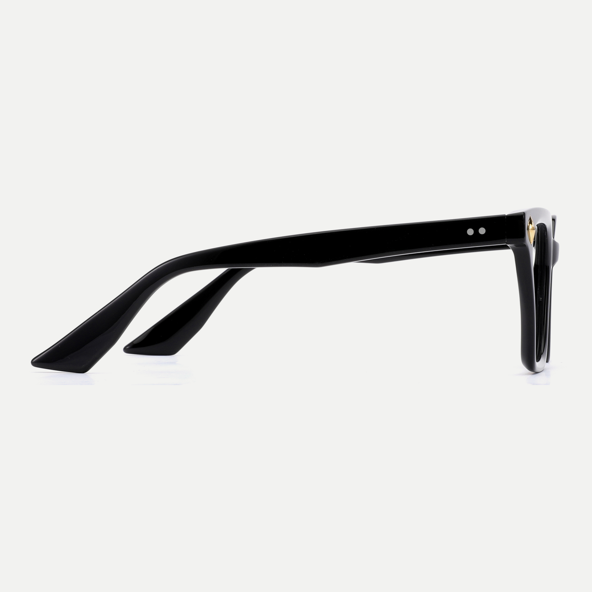 Gemma black acetate eyeglasses, side detail