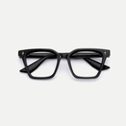 Gemma black acetate eyeglasses, inner temple detail