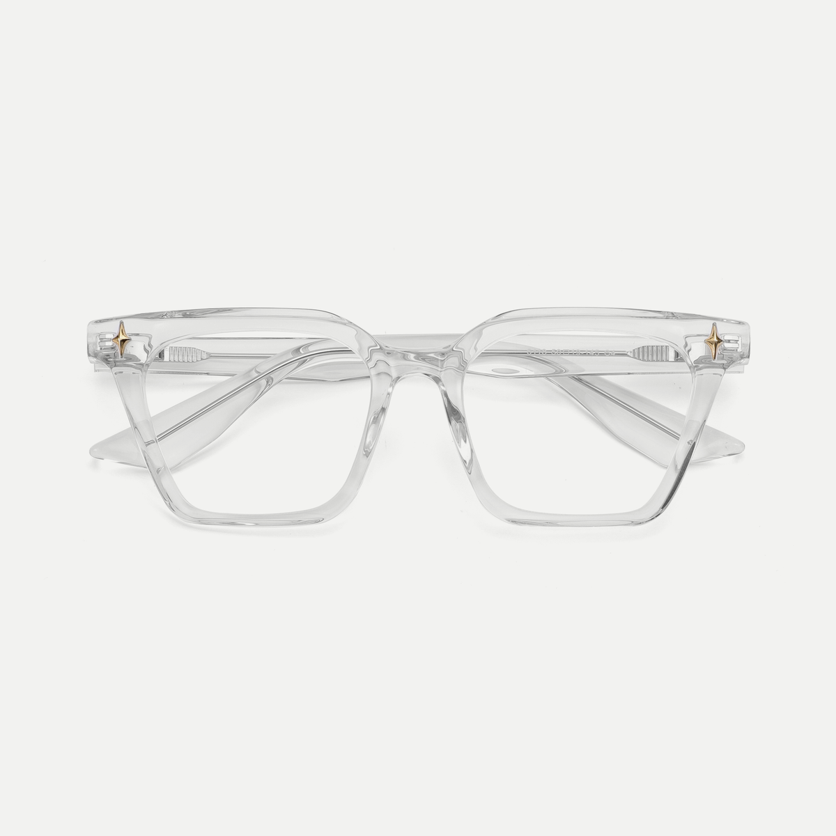 Gemma crystal clear acetate eyeglasses, inner temple detail