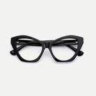 Faye black acetate eyeglasses, inner temple detail