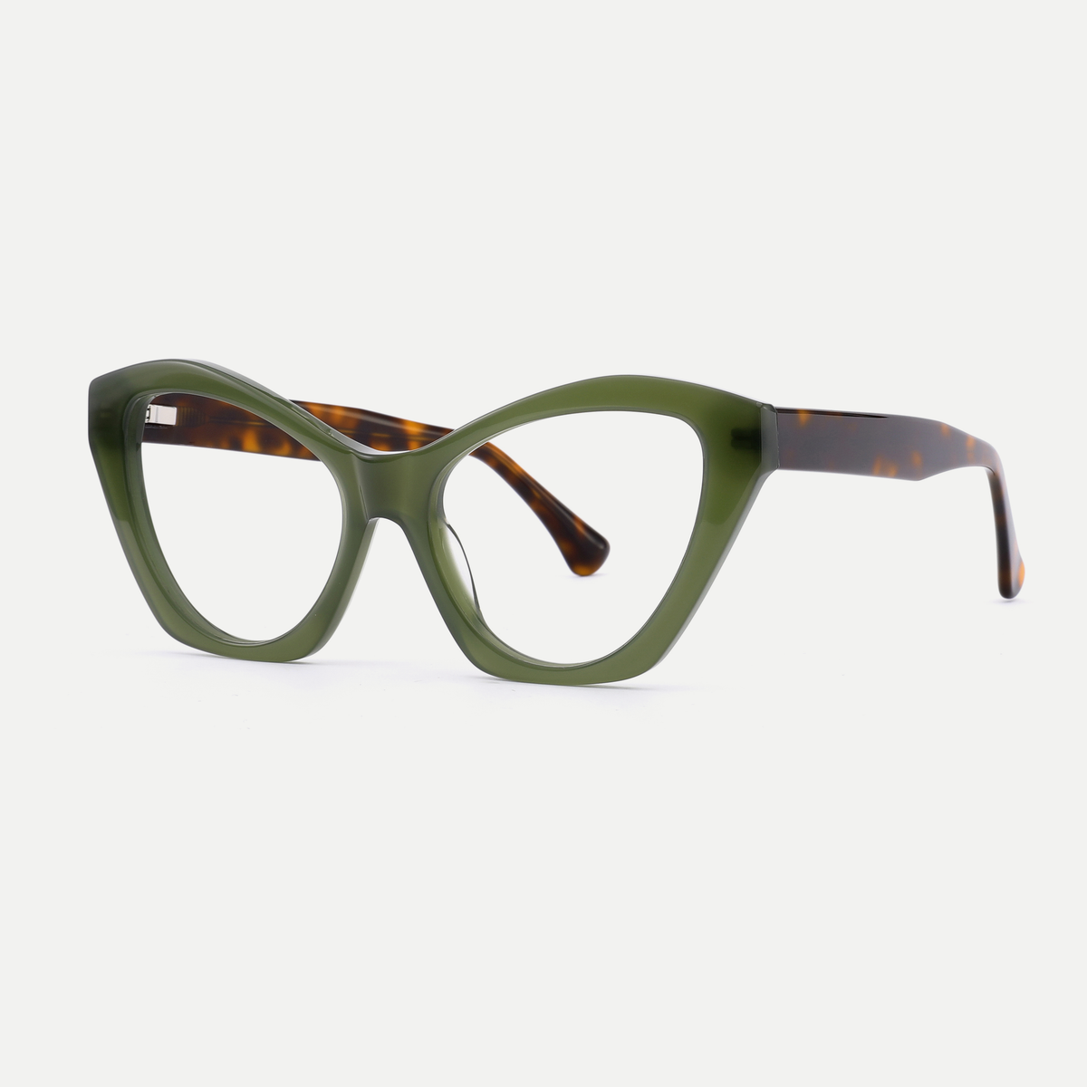 Faye olive green acetate eyeglasses, angled view