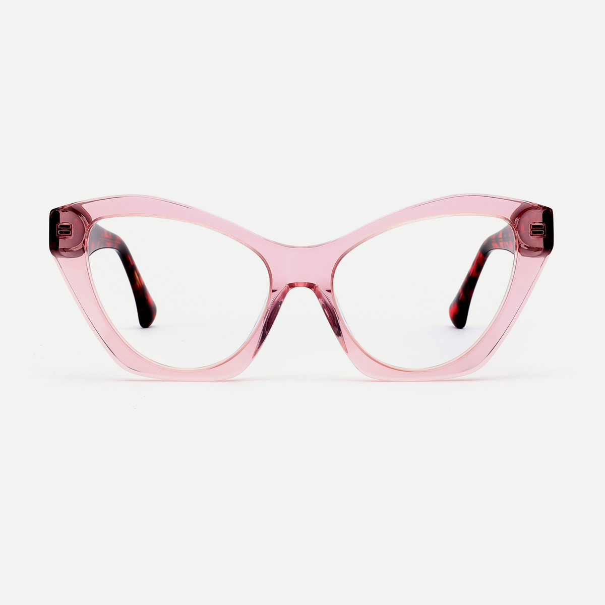 Faye crystal pink acetate eyeglasses, front view