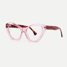 Faye crystal pink acetate eyeglasses, angled view