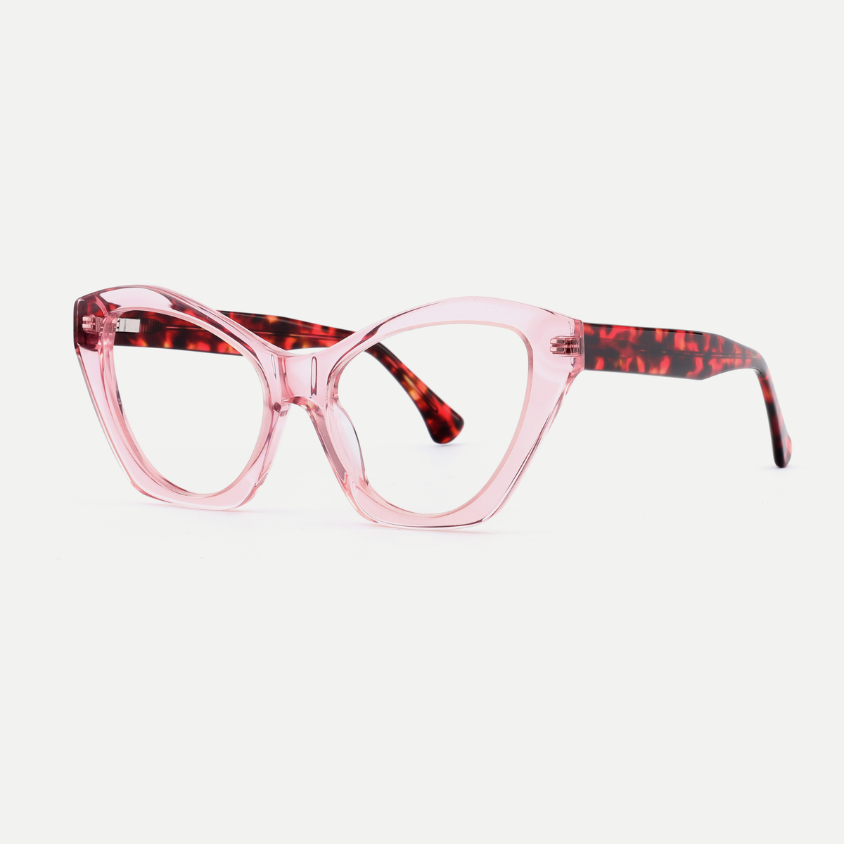 Faye crystal pink acetate eyeglasses, angled view