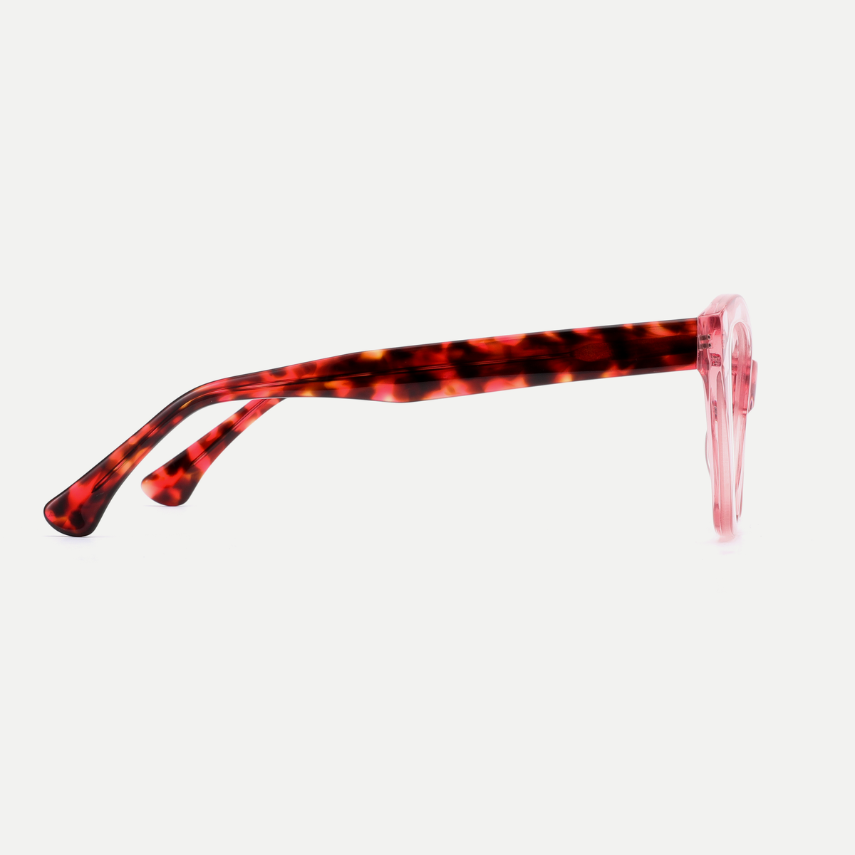 Faye crystal pink acetate eyeglasses, side detail