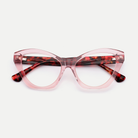 Faye crystal pink acetate eyeglasses, inner temple detail