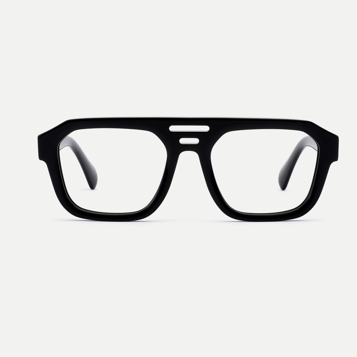 Petra black acetate eyeglasses, front view