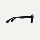Petra black acetate eyeglasses, side detail