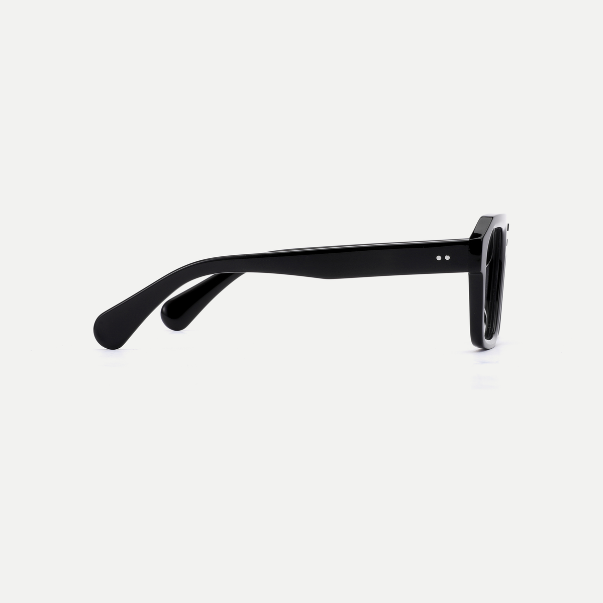 Petra black acetate eyeglasses, side detail