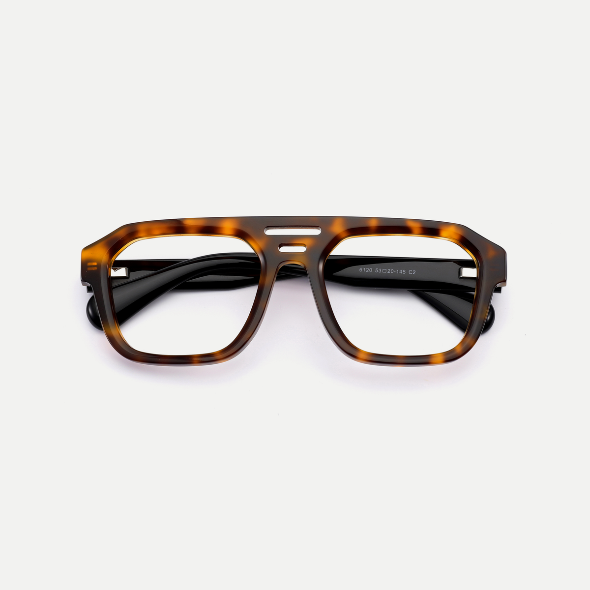 Petra tortoise acetate eyeglasses, inner temple detail