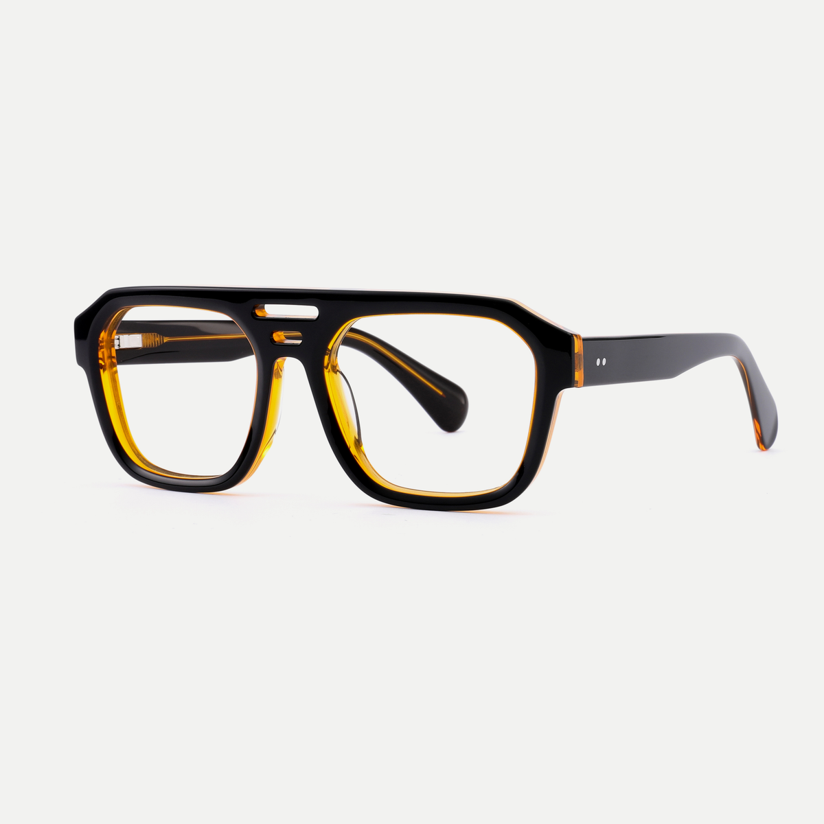Petra black / amber acetate eyeglasses, angled view