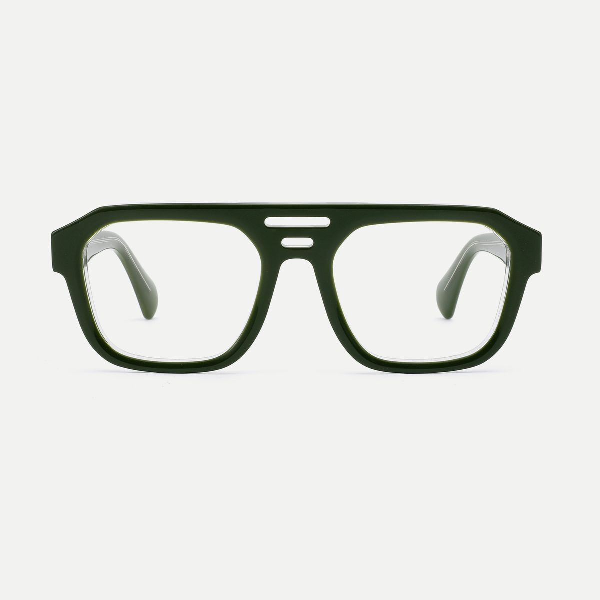 Petra forest green acetate eyeglasses, front view