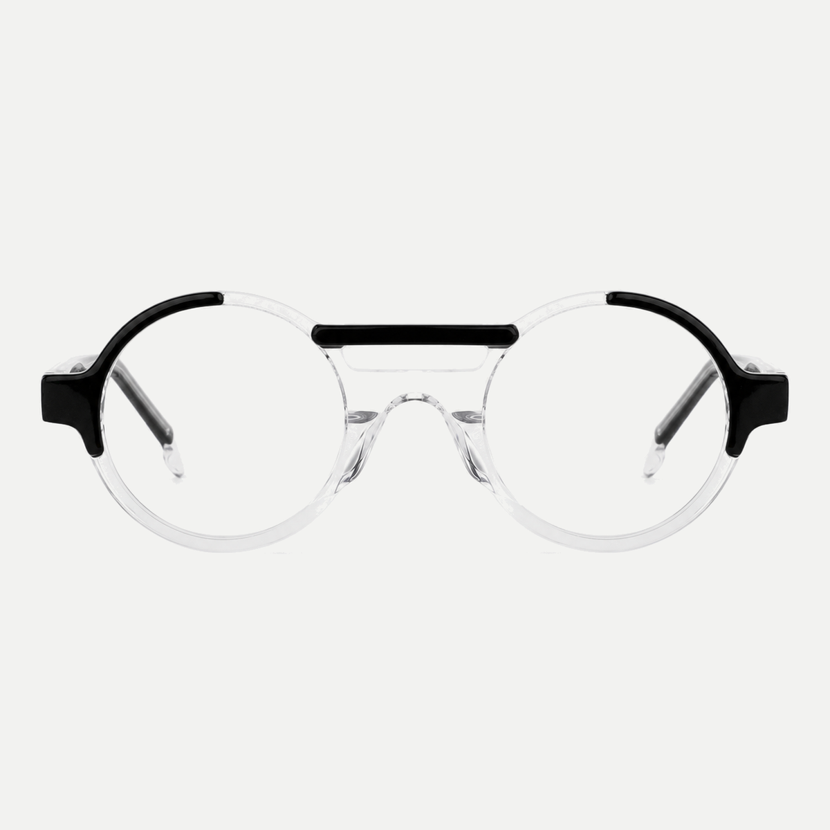 Florence black / crystal clear acetate eyeglasses, front view
