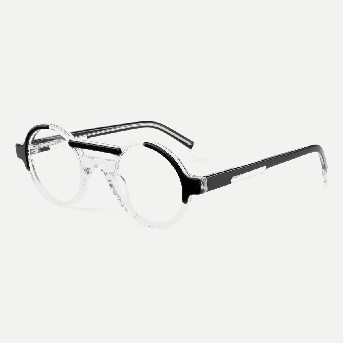 Florence black / crystal clear acetate eyeglasses, angled view