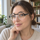 Florence black / crystal clear acetate eyeglasses, lifestyle wearing photo