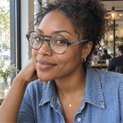 Florence taupe tortoise acetate eyeglasses, lifestyle wearing photo